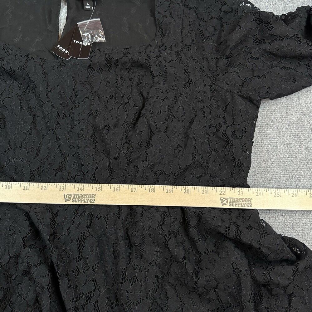 NWT Torrid Peplum Lace Puff Sleeve Blouse Womens Plus 4 Black Long Sleeve Date - Picture 9 of 16